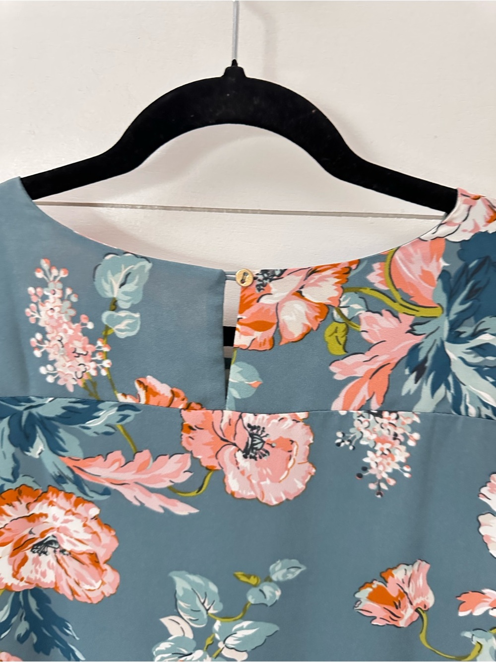 Loft L Blue floral polyester feminine workwear boho chic cottagecore blouse - Picture 11 of 13